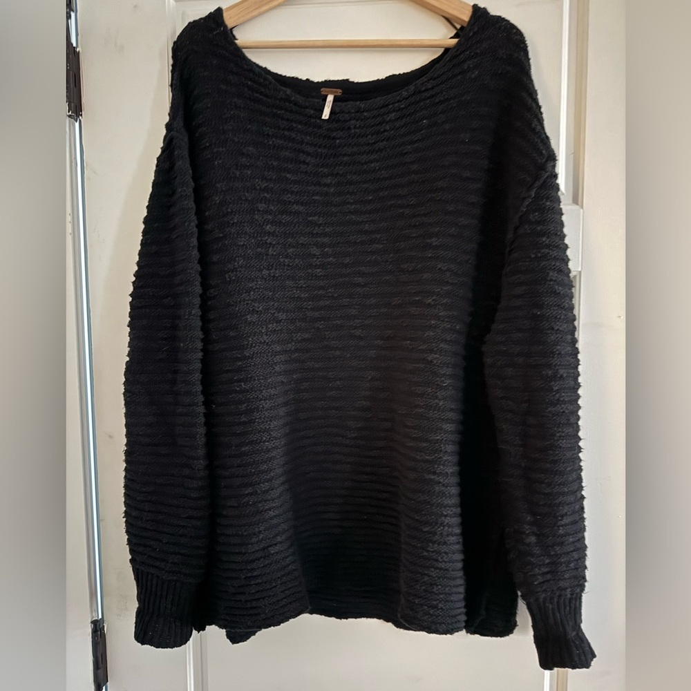 Free People Menace Knit Sweater Black